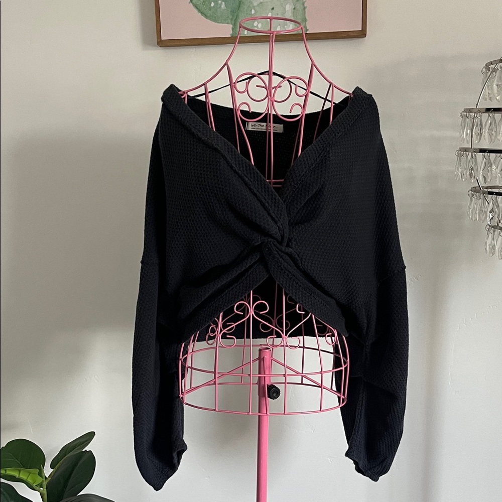 Black Twist-Front Women Sweater